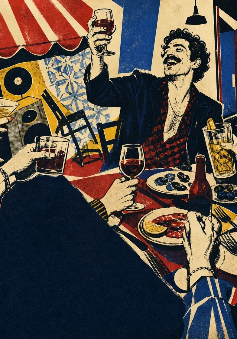 Illustrated ‘cast’ character from the Então? Comer! visual identity