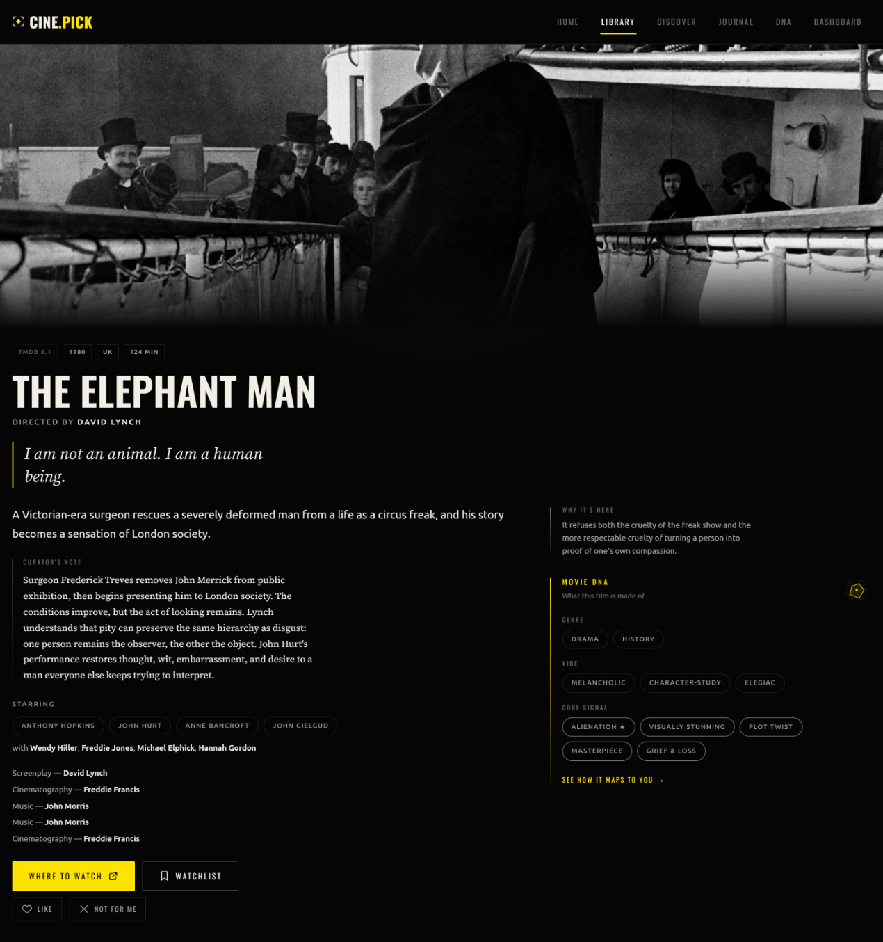 A film page brings the description and available actions together.