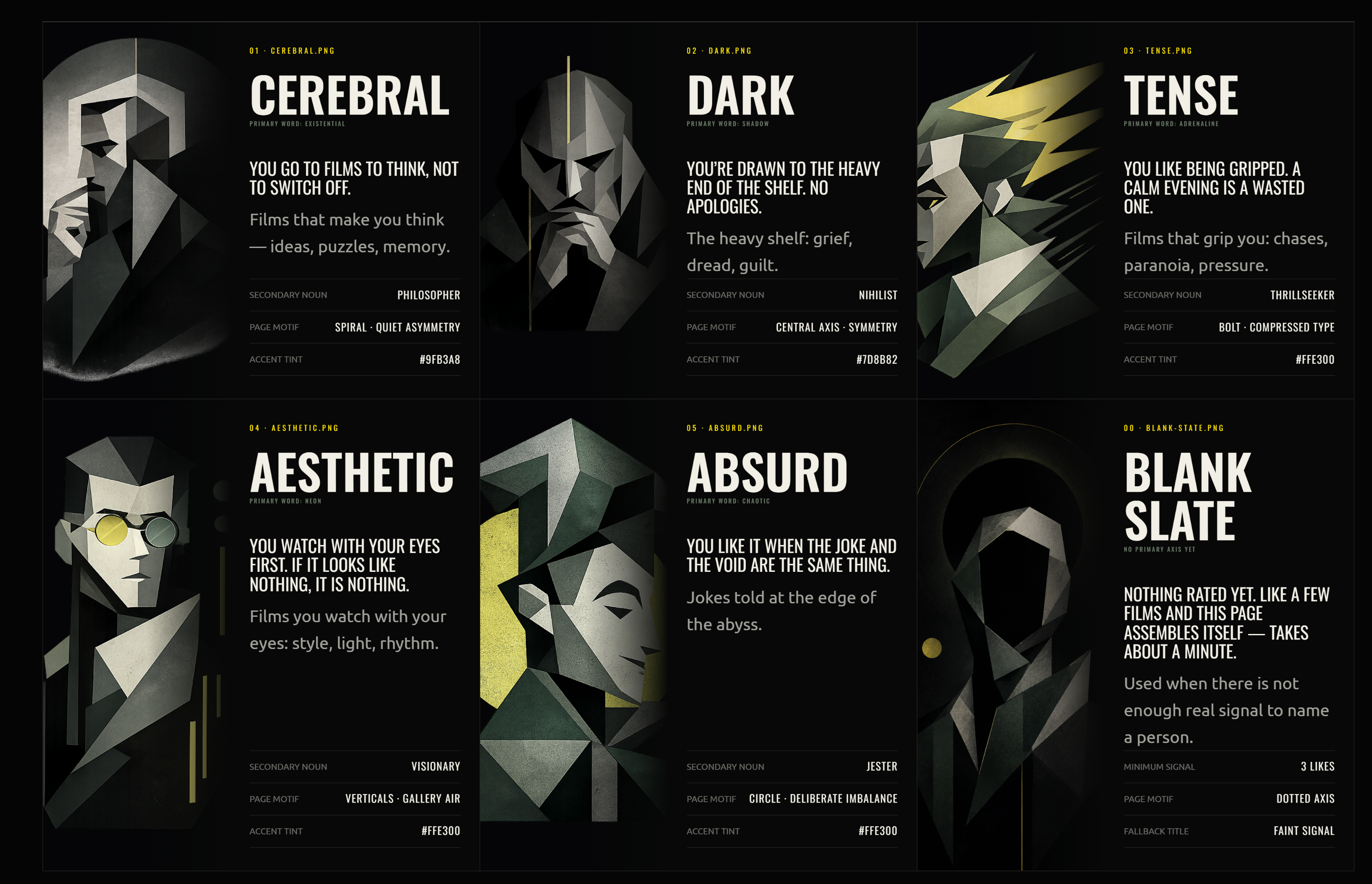 The revised character family, with distinct imagery and descriptions.